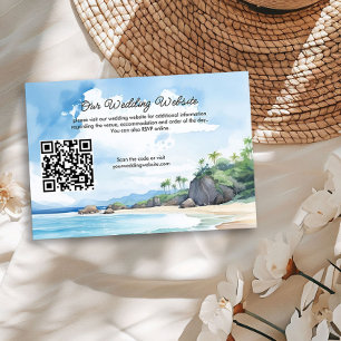 Aquarell-Sommer-Strandhochzeits-Website-QR-Code Begleitkarte
