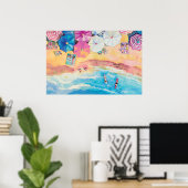 Aquarell Sommerstrand Poster (Heimbüro)