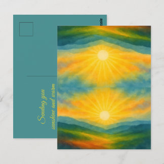 Aquarell-Sonnenaufgangs-Landschaftsmalerei Postkarte