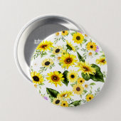 Aquarell Sonnenblume 7 Button (Vorne & Hinten)