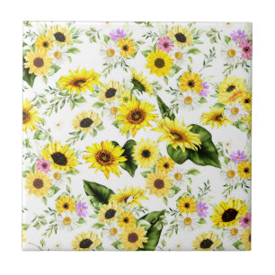 Aquarell-Sonnenblume 7 Fliese