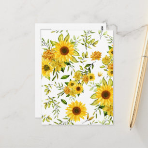 Aquarell-Sonnenblume 8 Postkarte