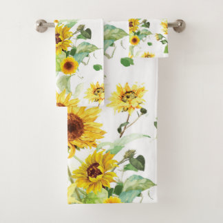 Aquarell-Sonnenblume Badhandtuch Set