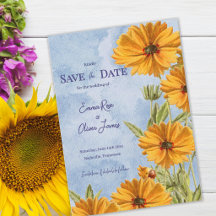 Aquarell-Sonnenblume-Boho-Hochzeit "Save the Date"
