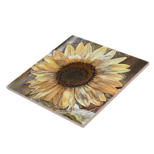 Aquarell-Sonnenblume Elegante Kollektion Fliese