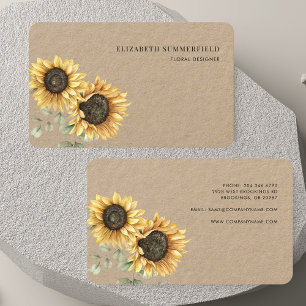 Aquarell Sonnenblume Eukalyptus Florist Visitenkarte