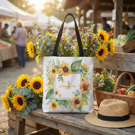 Aquarell Sonnenblume Florales personalisiertes Mon Tasche