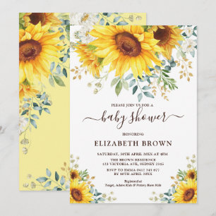 Aquarell Sonnenblume Grüngarten Kinderdusche Einladung