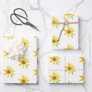 Aquarell-Sonnenblume Handgemaltes Schönes Muster Geschenkpapier Set