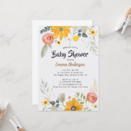 Aquarell Sonnenblume Kinderdusche Einladung