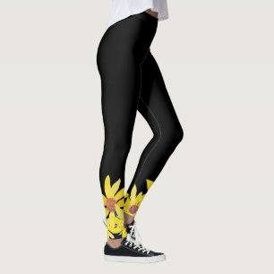 Aquarell-Sonnenblume Lebhaftes Gelb Handgemalt Leggings