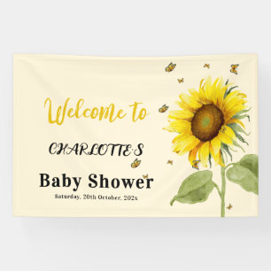 Aquarell-Sonnenblume mit Schmetterlingen Baby Show Banner