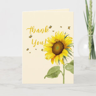 Aquarell-Sonnenblume mit Schmetterlingen Baby Show Dankeskarte