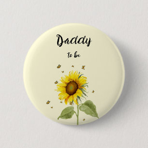 Aquarell-Sonnenblume mit Schmetterlingen werdender Button