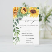 Aquarell Sonnenblume Moderne Mahlzeiten RSVP Karte (Stehend Vorderseite)