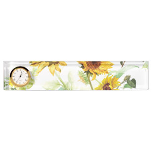Aquarell-Sonnenblume Namensplakette