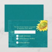 Aquarell Sonnenblume Rustic Blue Jade Wedding RSVP Karte (Vorne/Hinten)