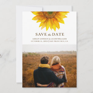 Aquarell-Sonnenblume. Rustikale botanische Blumen Save The Date