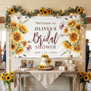Aquarell-Sonnenblume Rustikale Florale Brautparty Banner