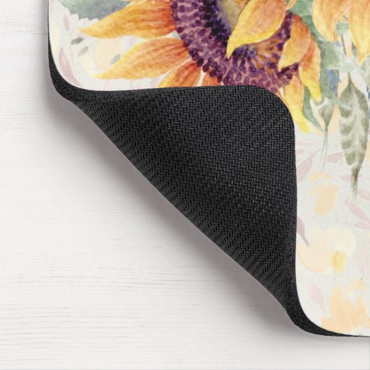 Aquarell-Sonnenblume-rustikaler Entwurf, Mousepad (Ecke)