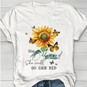 Aquarell Sonnenblume & Schmetterling Inspirierend T-Shirt