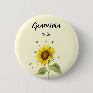 Aquarell-Sonnenblume & Schmetterlinge Oma-in-spe Button