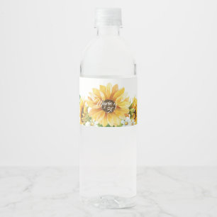 Aquarell-Sonnenblume Wasserflaschenetikett