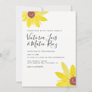 Aquarell-Sonnenblume-Wilde-Blumen-Hochzeit Einladung