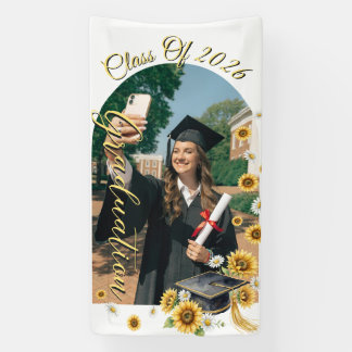 Aquarell-Sonnenblumen-Abschlussmütze Abschlussjahr Banner