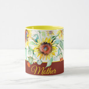 Aquarell-Sonnenblumen anpassbar Tasse