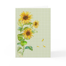 Aquarell Sonnenblumen auf Gingham