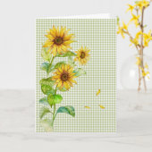 Aquarell Sonnenblumen auf Gingham Karte (Gelbe Blume)