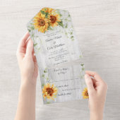 Aquarell Sonnenblumen auf weißem Holz All In One Einladung (Abreißen)