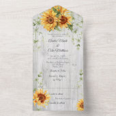 Aquarell Sonnenblumen auf weißem Holz All In One Einladung (Innen Boden)