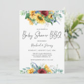 Aquarell Sonnenblumen Bläserblütendusche GRILLEN Einladung (Stehend Vorderseite)