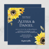 Aquarell Sonnenblumen Blumen Blumen Rustikale Hoch Einladung (Vorne/Hinten)