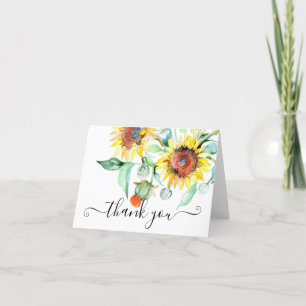 Aquarell-Sonnenblumen-Blumen-Dankeskarten Dankeskarte