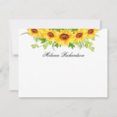 Aquarell Sonnenblumen Blumengrün Personalisiert Mitteilungskarte (Vorderseite)