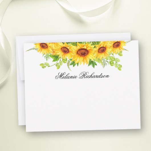 Aquarell Sonnenblumen Blumengrün Personalisiert Mitteilungskarte
