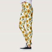 Aquarell-Sonnenblumen-Blumenmuster Leggings (Links)