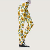 Aquarell-Sonnenblumen-Blumenmuster Leggings (Rechts)