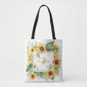 Aquarell-Sonnenblumen-Blumenmuster Personalisierte Tasche (Vorderseite)