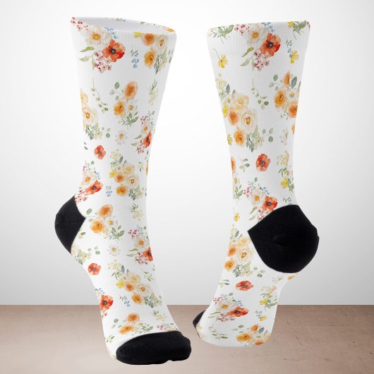 Aquarell-Sonnenblumen-Blumenmuster Socken