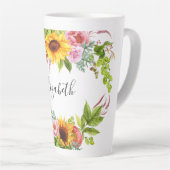Aquarell Sonnenblumen Blumenname Grosser Name Milchtasse (Rechte Ecke)