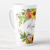 Aquarell Sonnenblumen Blumenname Grosser Name Milchtasse (Linke Ecke)