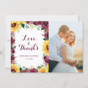 Aquarell Sonnenblumen Blumenstrauß Hochzeitsslima  Dankeskarte