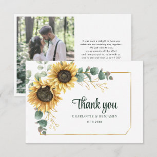 Aquarell-Sonnenblumen-Botanical-Hochzeit Dankeskarte