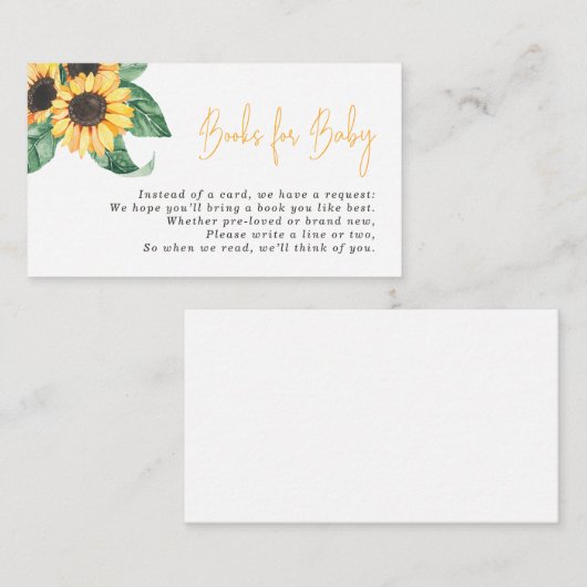 Aquarell Sonnenblumen Bücher für Baby Begleitkarte (Vorne/Hinten)