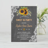 Aquarell Sonnenblumen Chalkboard 16 . Geburtstag Einladung (Stehend Vorderseite)