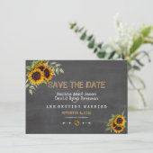 Aquarell Sonnenblumen Chalkboard Save the Date (Stehend Vorderseite)